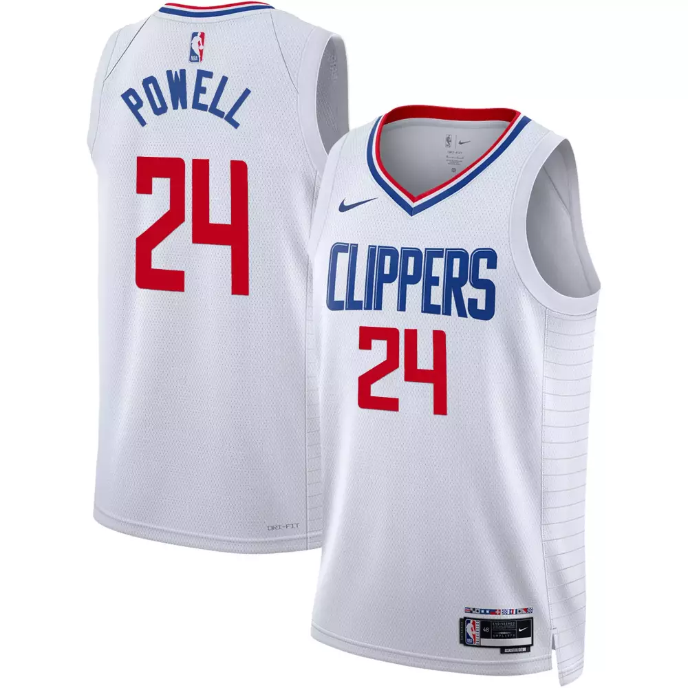 Norman Powell 24 LA Clippers Jersey White Men Red Blue Swingman All Stitched