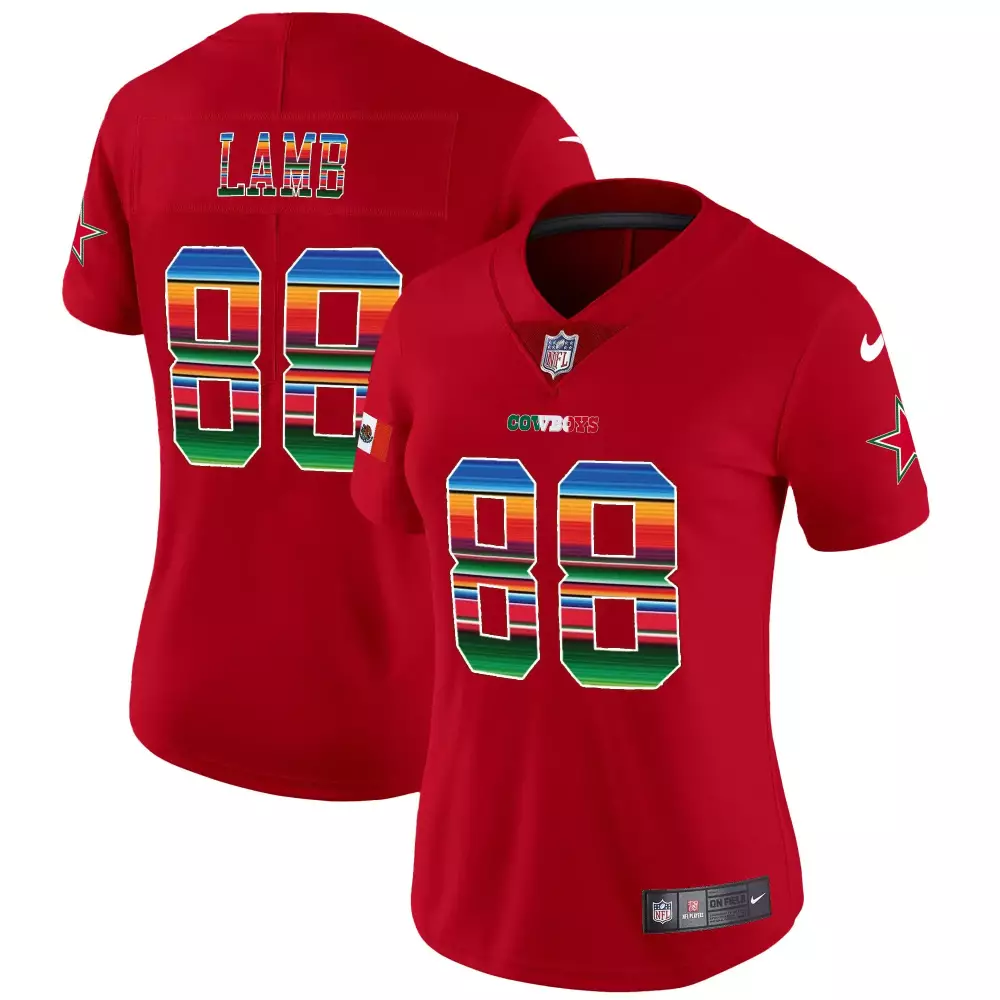 Ceedee Lamb 88 Dallas Cowboys Jersey Red NFC East Mexico Flag Men Game Custom Design
