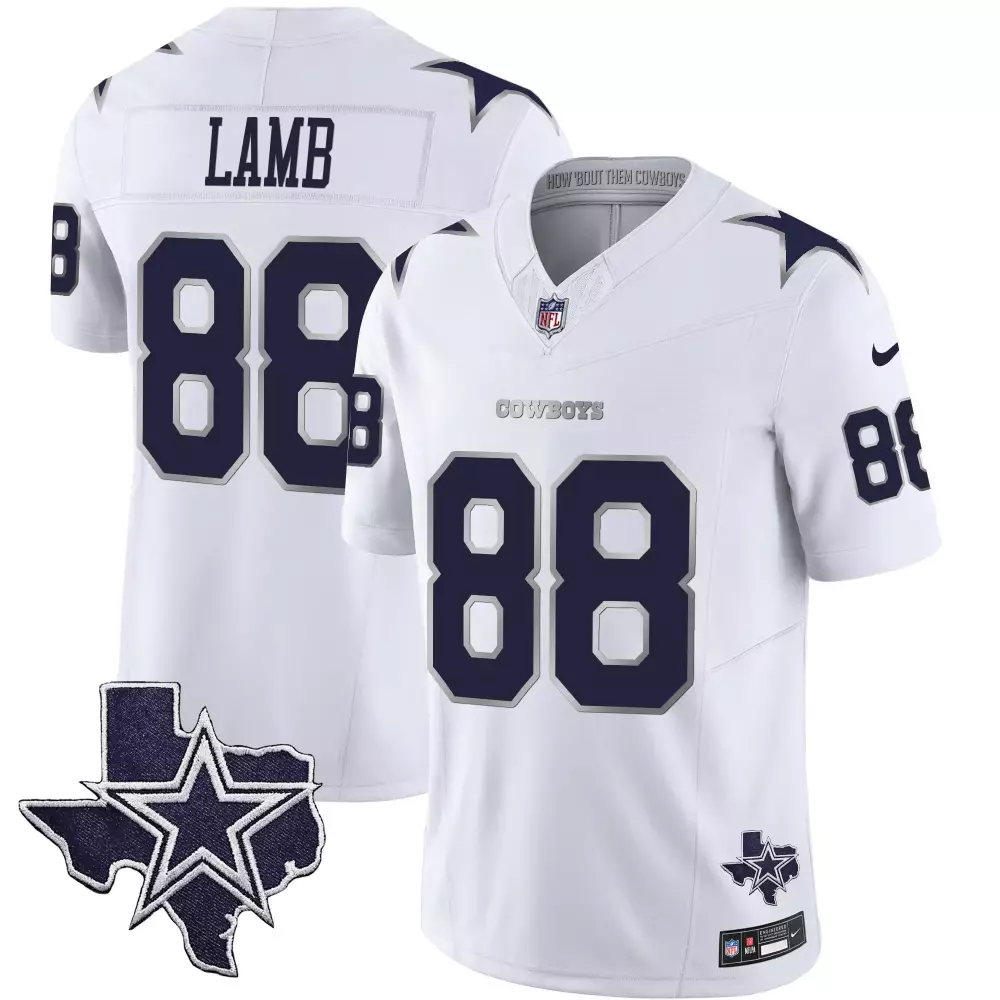 Ceedee Lamb 88 Cowboys Jersey White Texas Star Men Standard Navy Grey Vapor Limited