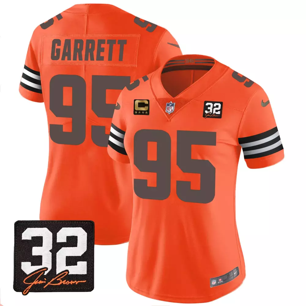 Myles Garrett 95 Cleveland Browns Jersey Orange Men Player Brown White All Stitched