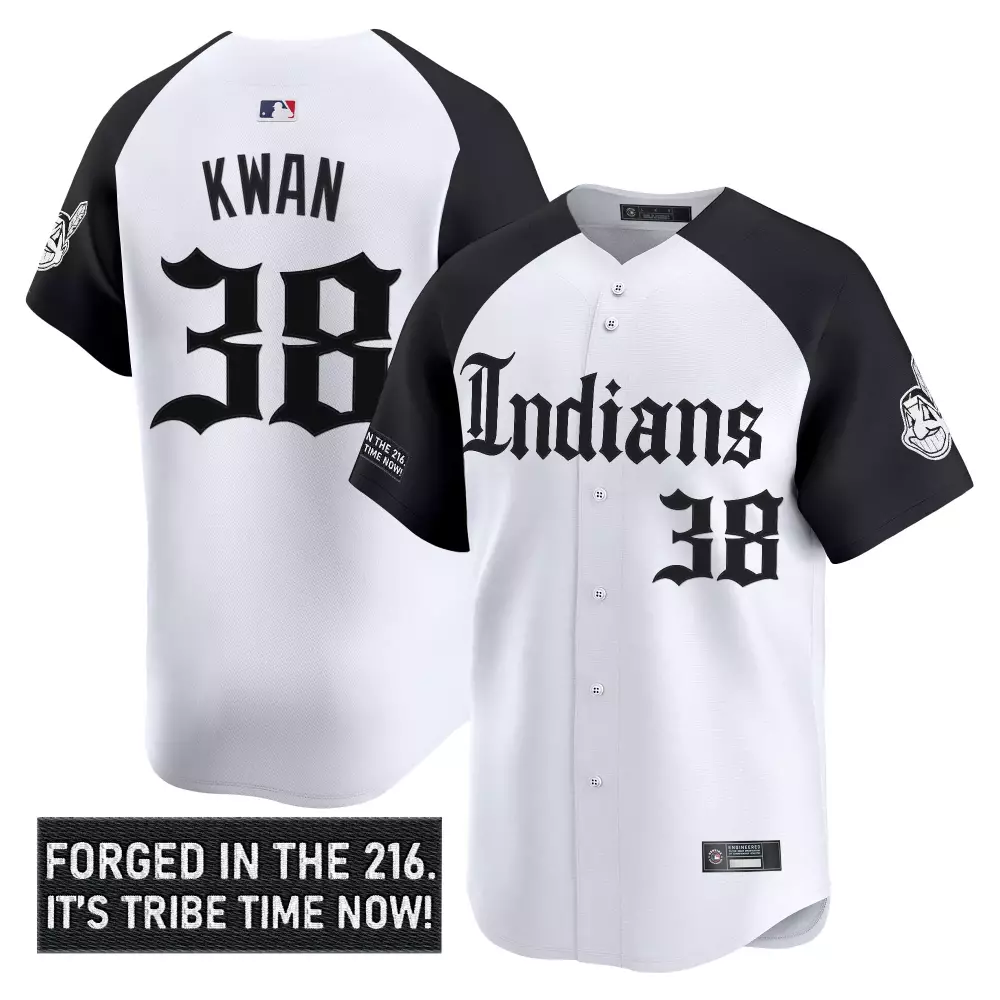 Kwan Indians 38 Jersey White Forged In The 216. It's Tribe Time Now! Cleveland Men