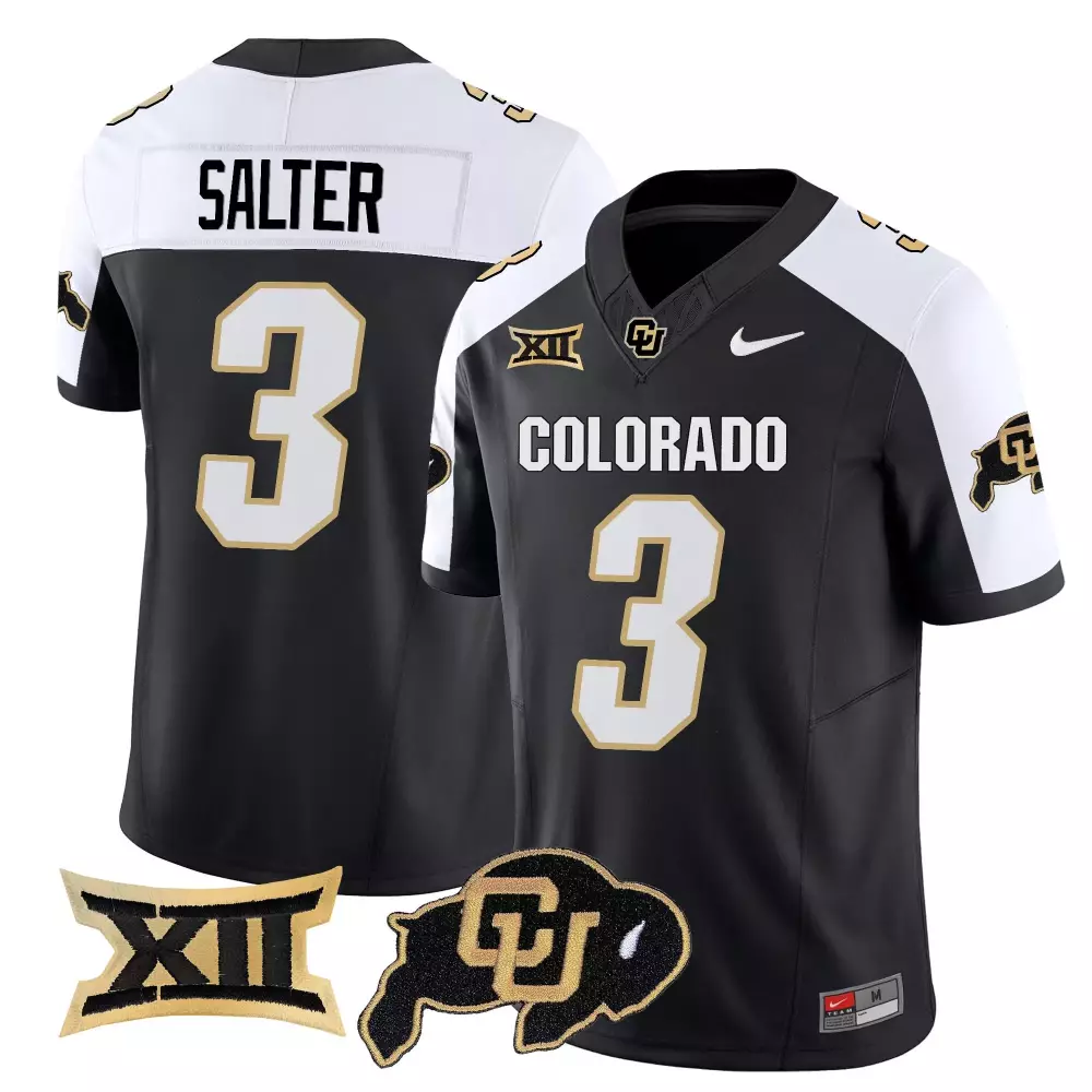 Salter Buffaloes 3 Colorado Jersey Black Big Men White Gold Stitched Limited