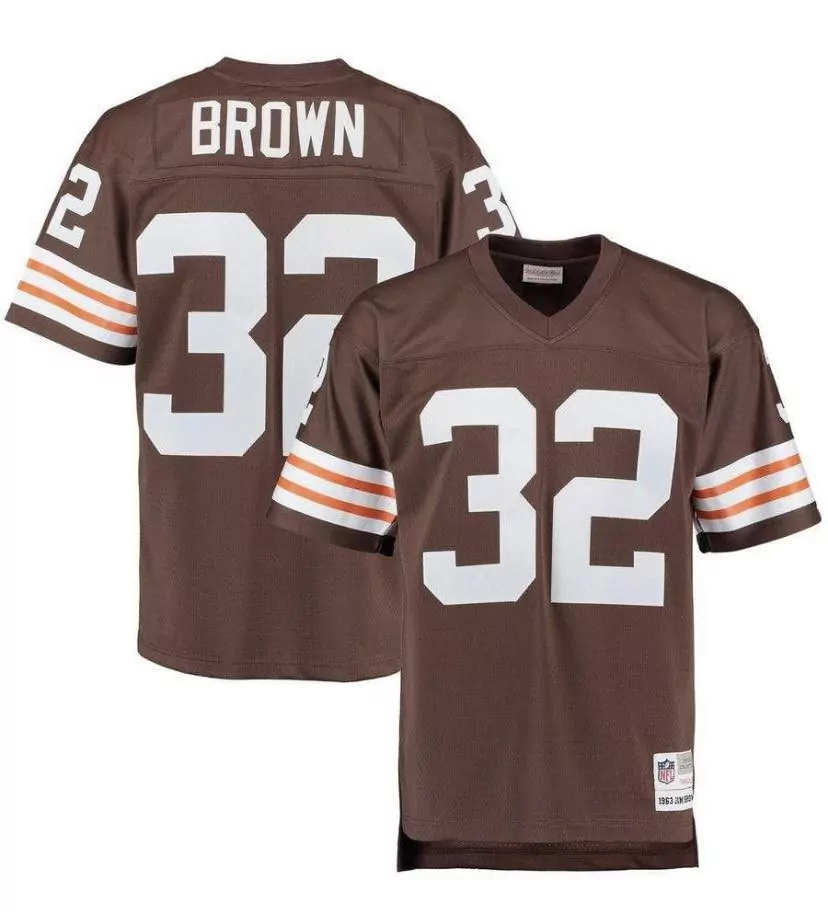 Brown 32 Cleveland Browns Jersey Men Replica White Orange All Stitched Vapor