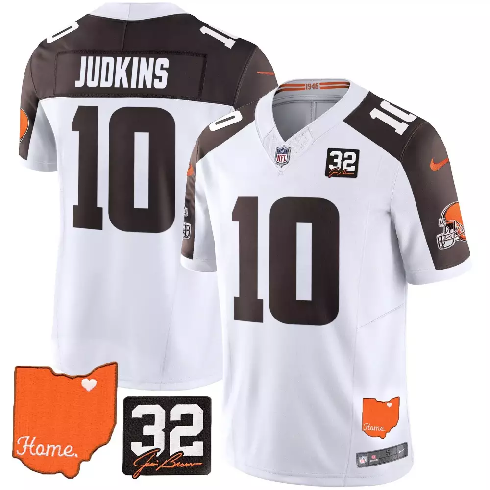 Quinshon Judkins 10 Jersey White Cleveland Browns Ohio State Outline 'home' Men Player