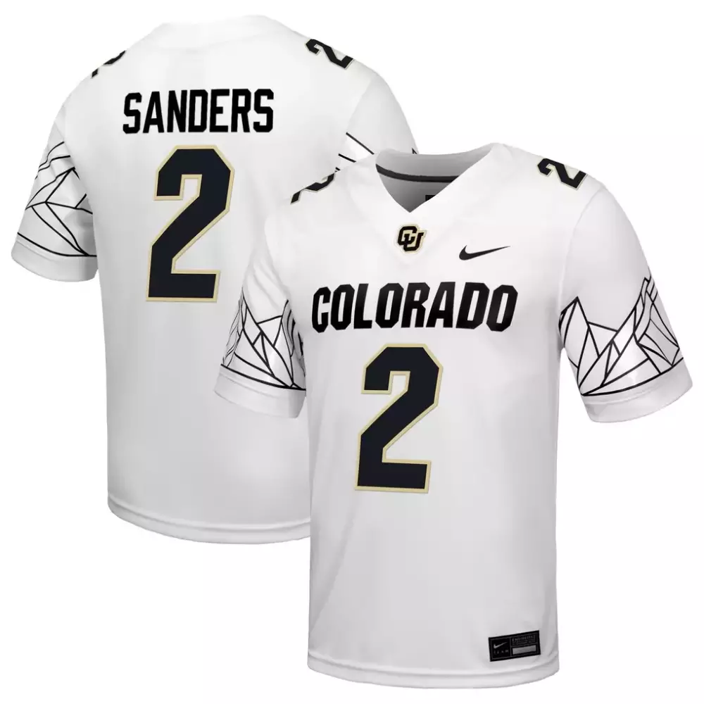Shedeur Sanders 2 Colorado Jersey White Men Black Gold Game