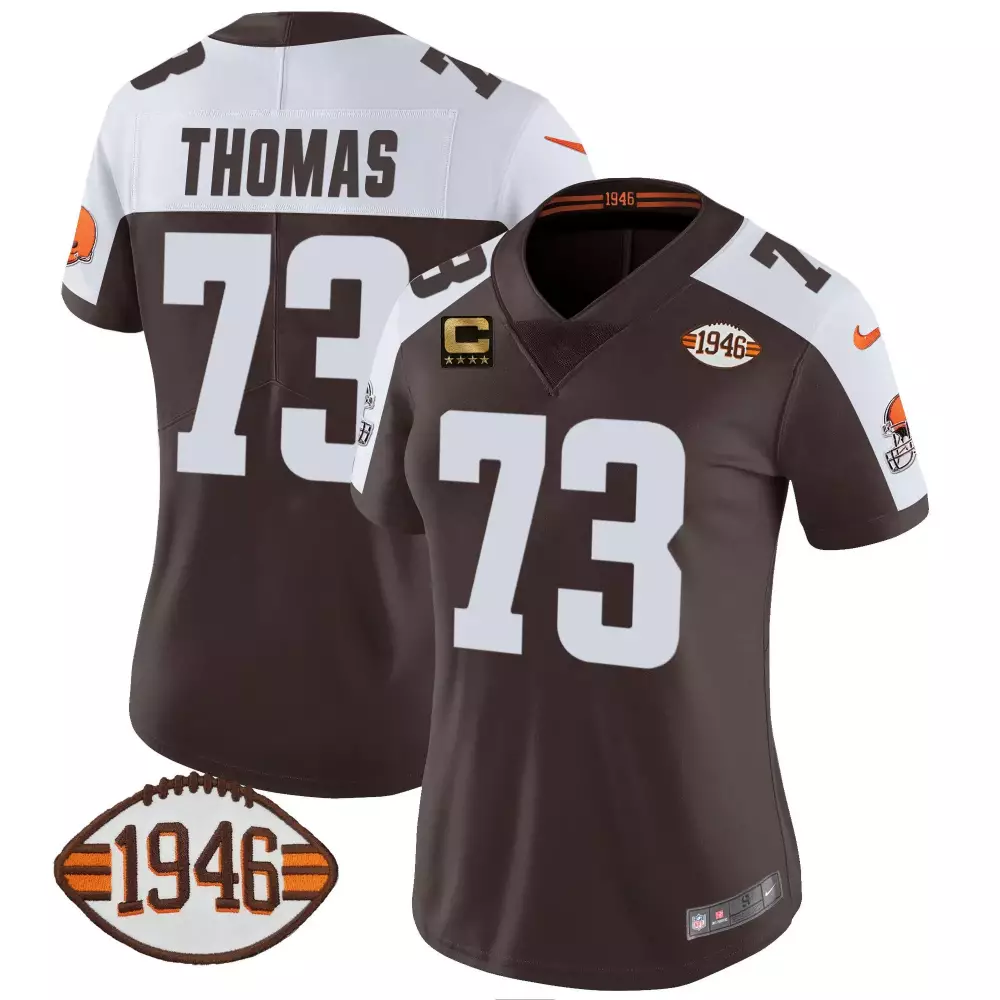 Daniel Thomas 73 Cleveland Browns Jersey Brown Women Player White Orange Alternate