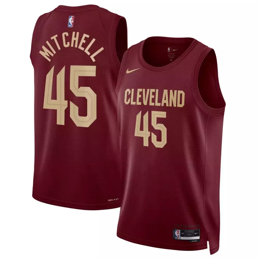 Mitchell 45 Cleveland Jersey Maroon Men Gold Unisex Swingman Icon