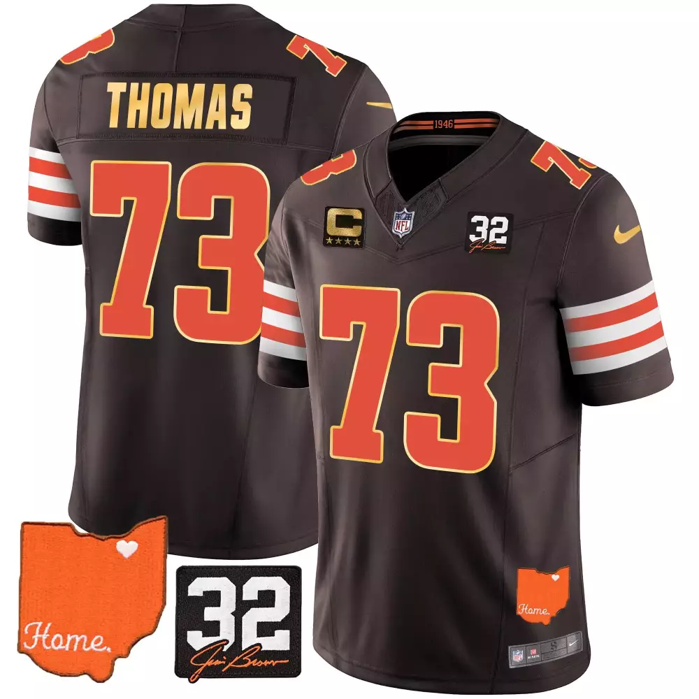 Joe Thomas 73 Cleveland Browns Jersey Brown 1946 2023 Men Standard Orange White Home