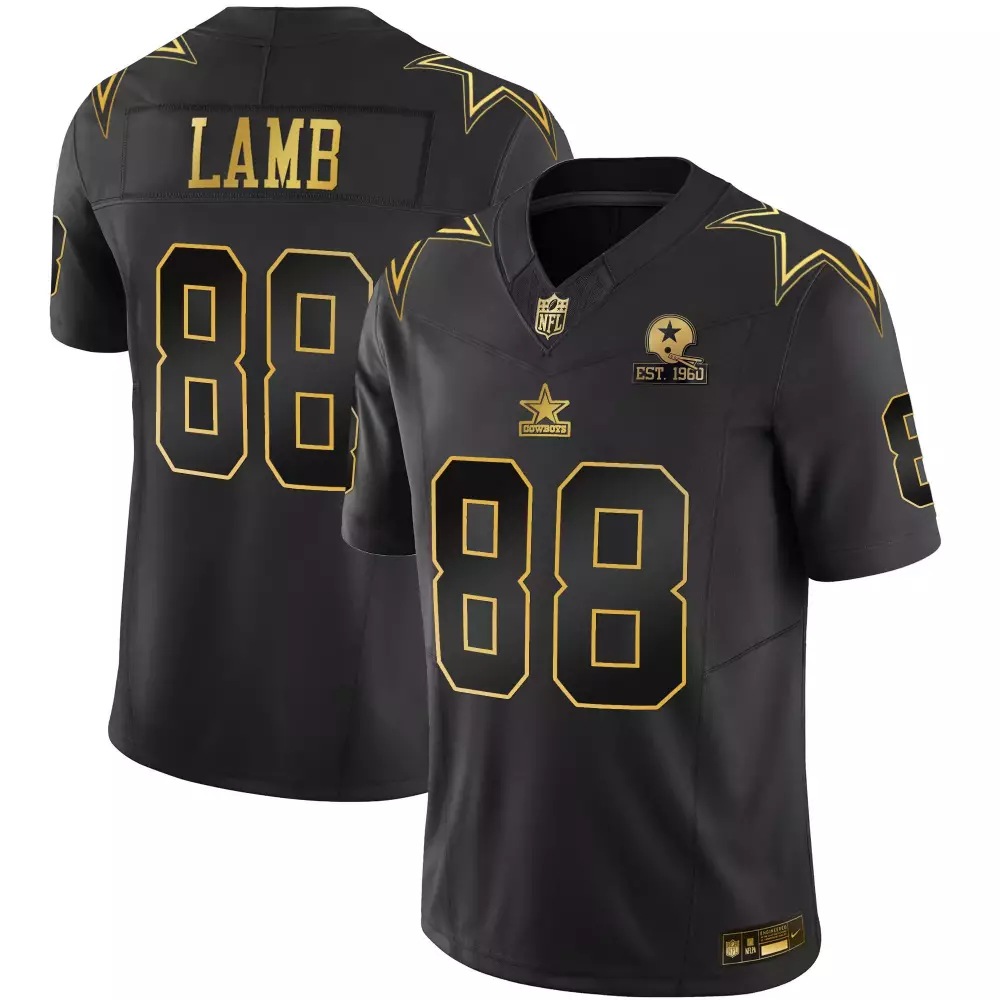 Ceedee Lamb 88 Dallas Cowboys Jersey Black Navy Color Rush 1960 Men Authentic Gold