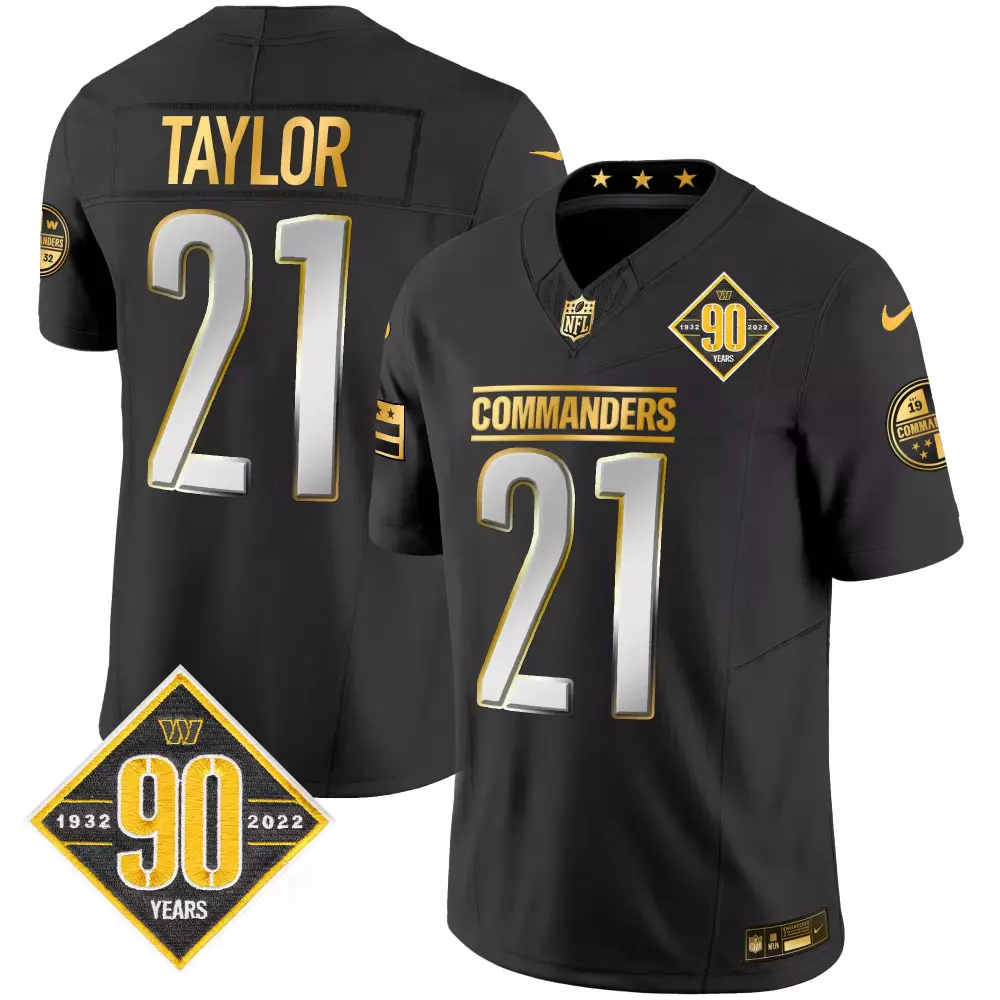 Taylor 21 Commanders Jersey Black 90th Anniversary 1932-2022 90 Years 1999 Men Official NFL