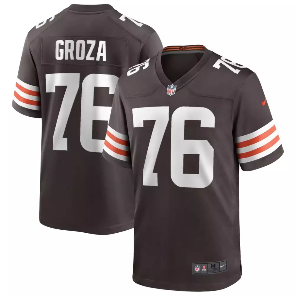 Lou Groza 76 Cleveland Browns Jersey Brown 1946 Men Orange White Game Retired