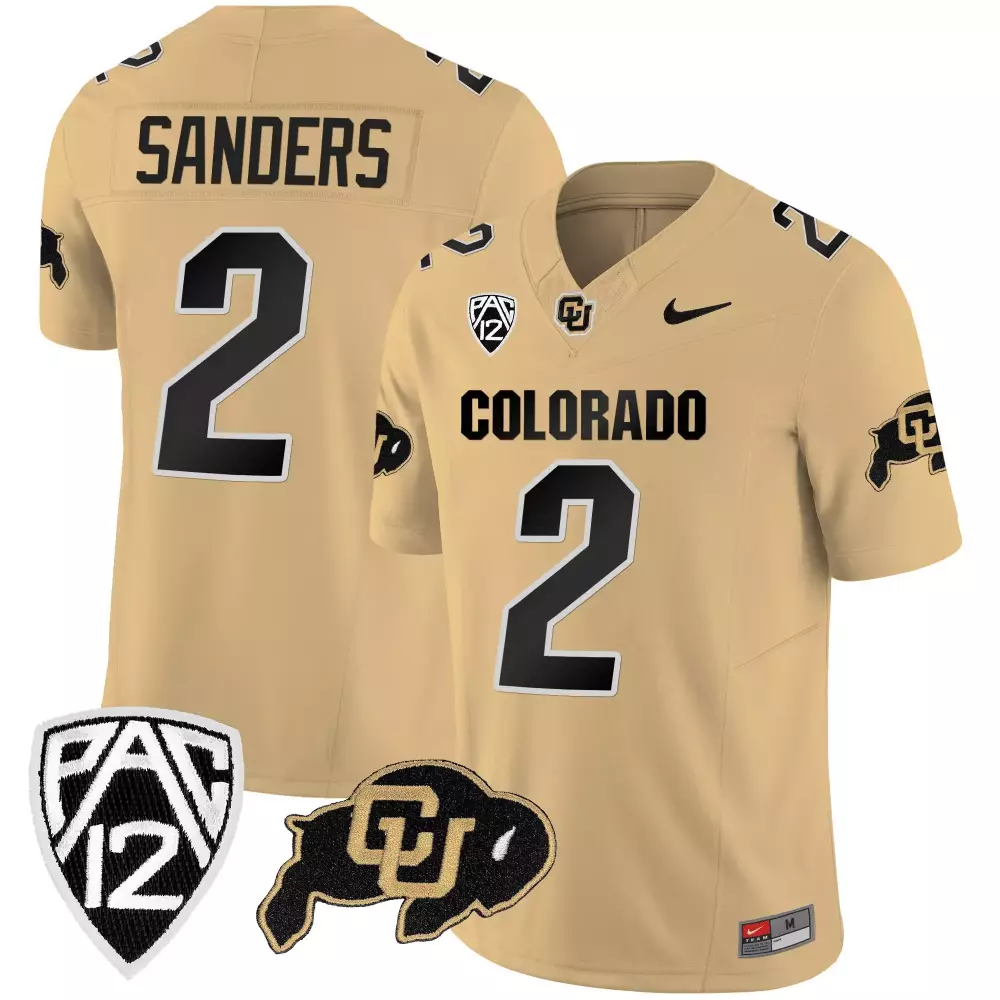 Sanders Buffaloes 2 Colorado Jersey Gold Cu Men Black All Stitched