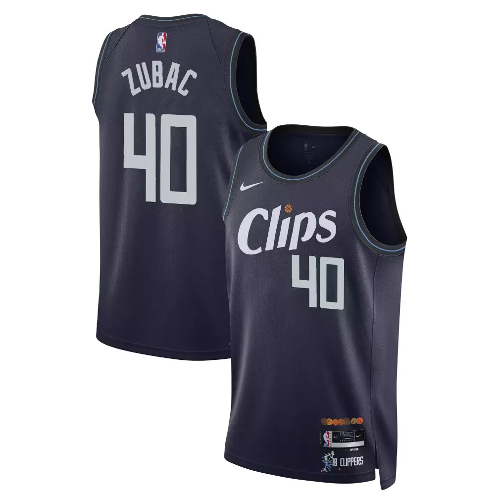 Ivica Zubac 40 Clippers Jersey Navy Men NBA Light Blue Swingman All Stitched