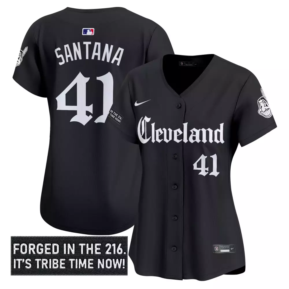 Santana Indians 41 Jersey Black City Connect Cleveland Guardians Women White Vapor