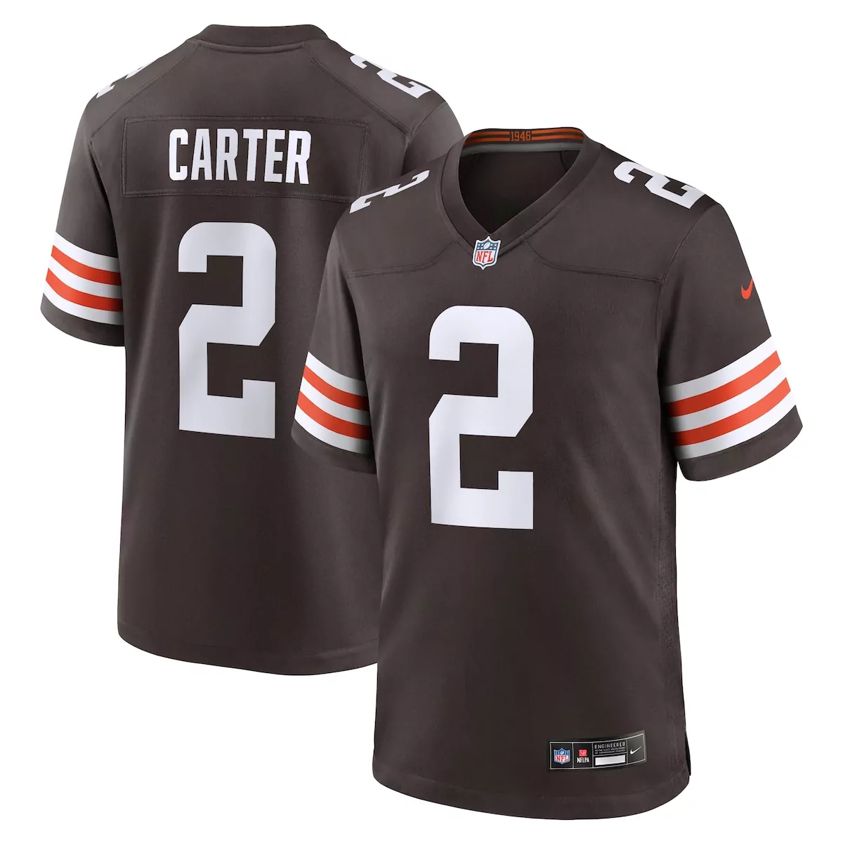 Deandre Carter 2 Cleveland Browns Jersey Brown Men Replica Orange White Game