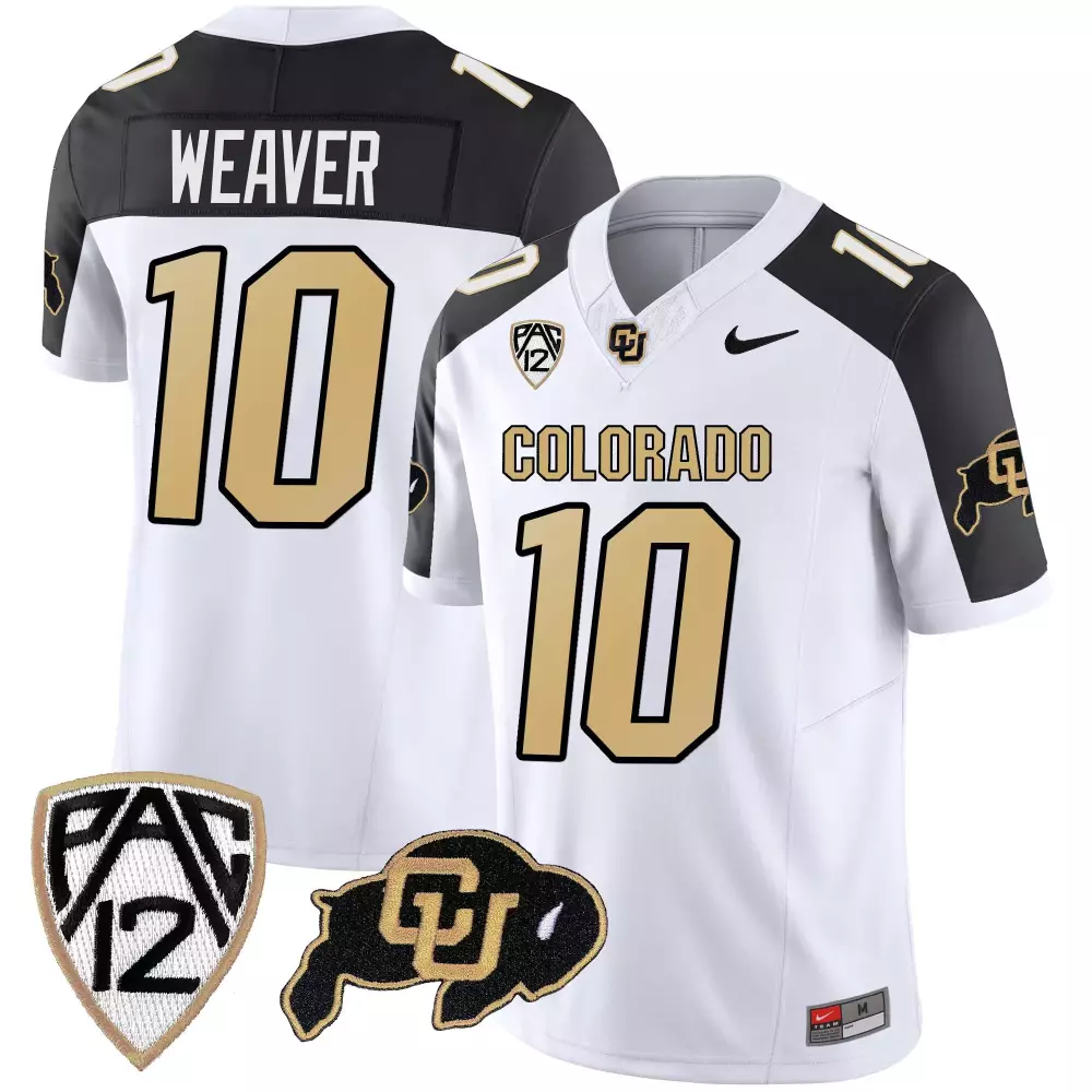 Xavier Weaver 10 Jersey White Colorado Buffaloes Buffalo Men Black Gold Vapor Limited