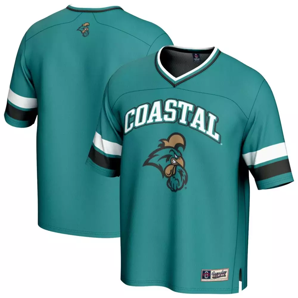 Custom Jersey Teal Coastal Carolina Chanticleers Men Black White Gameday