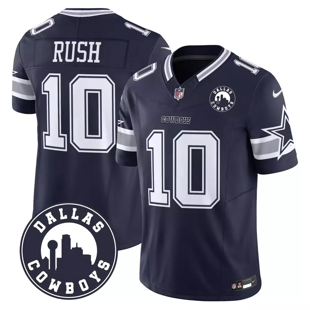 Cooper Rush 10 Dallas Cowboys Jersey Navy Null Men Silver White Vapor Limited All