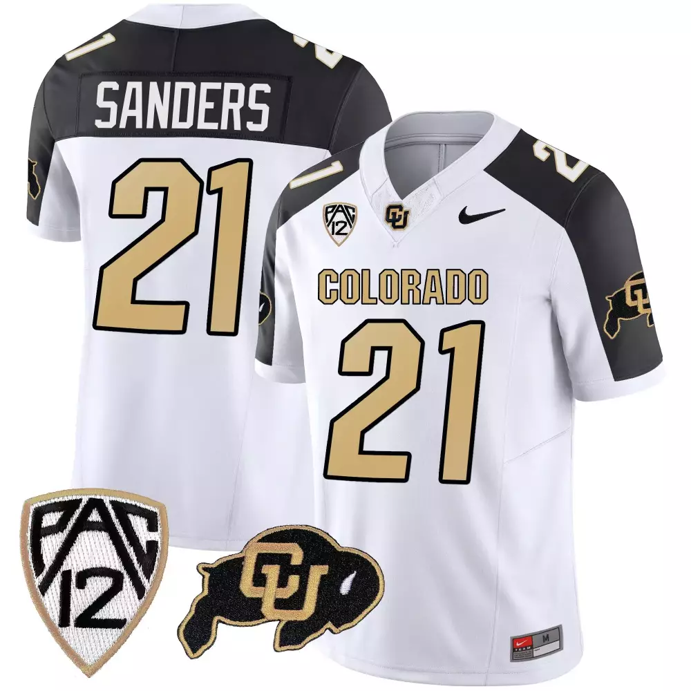 Shilo Sanders 21 Jersey White Colorado Buffaloes Buffalo Men Black Gold Vapor Limited