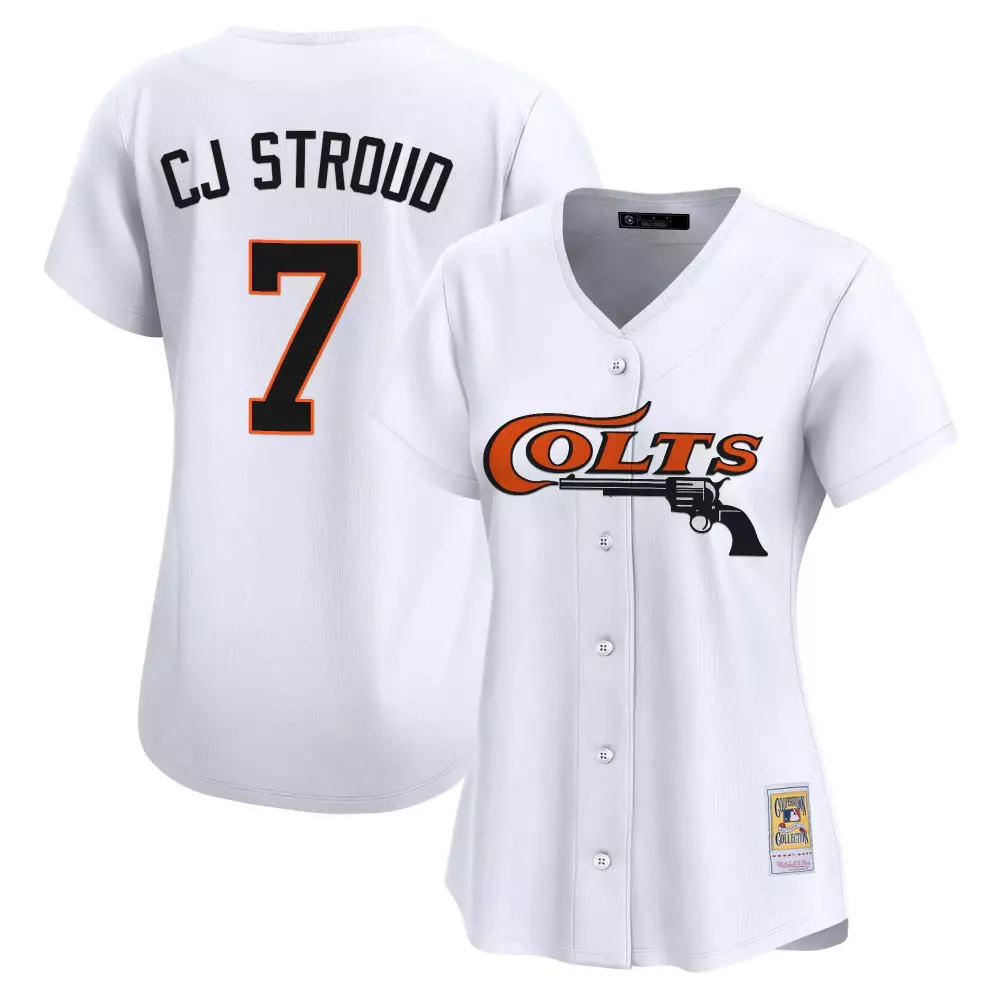 C.j. Stroud 7 Colts Jersey White Mitchell Ness Men Orange Black Stitched Vapor Limited