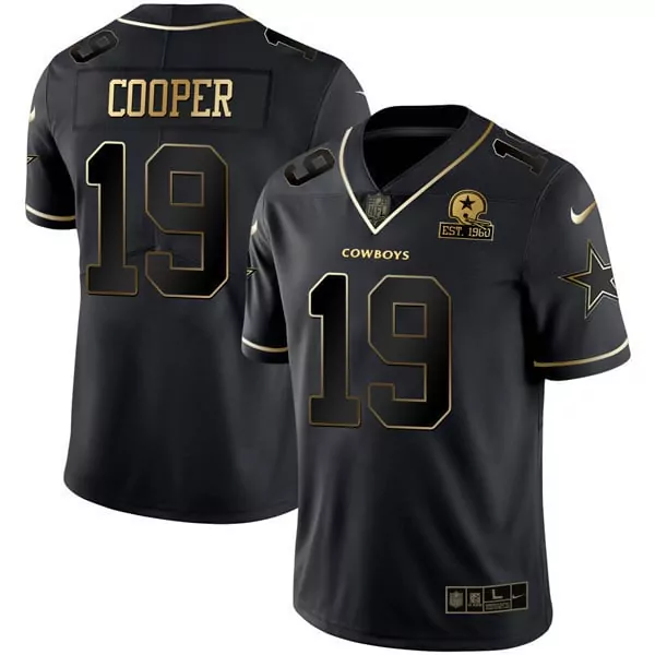 Amari Cooper 19 Cowboys Jersey Black Men Gold Vapor All Stitched