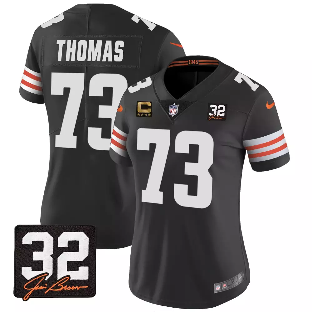 Daniel Thomas 73 Cleveland Browns Jersey Black Women Replica Orange White All Stitched