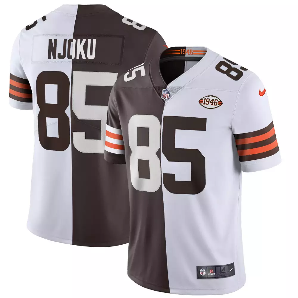 David Njoku 85 Cleveland Browns Jersey Brown 1946 Men Split Design White Orange Vapor