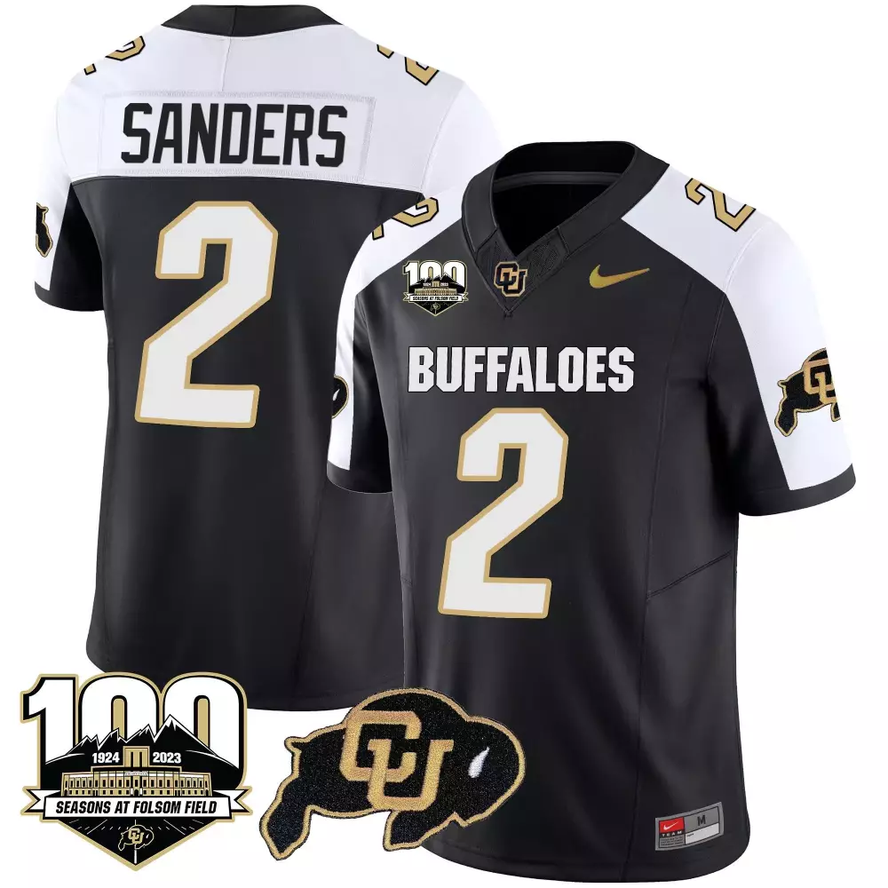 Shedeur Sanders 2 Jersey Black 100th Season Folsom Field Colorado Buffaloes 100 Seasons Cu Buffalo