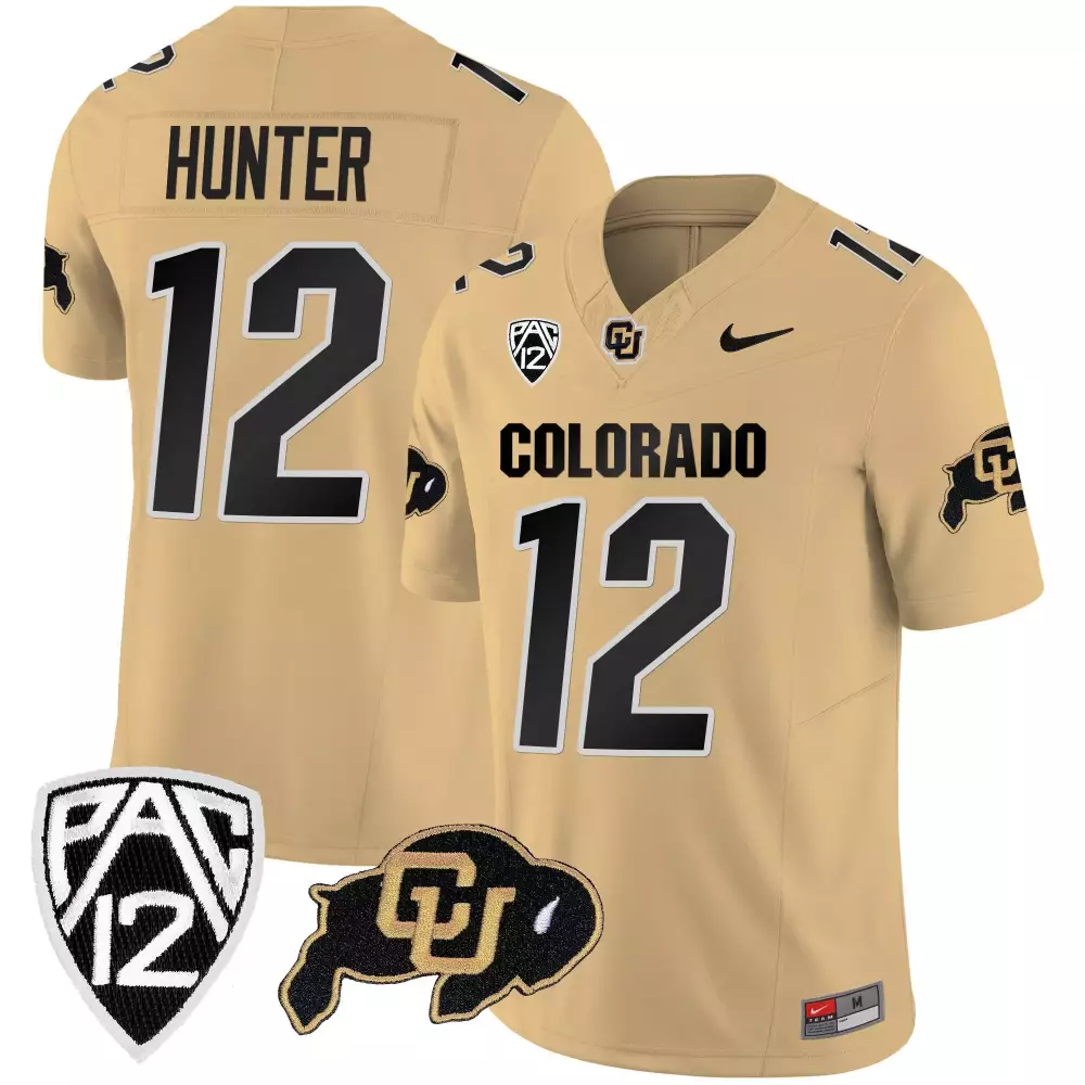 Travis Hunter 12 Colorado Jersey Gold Cu Buffalo Men Black Vapor Limited All Stitched