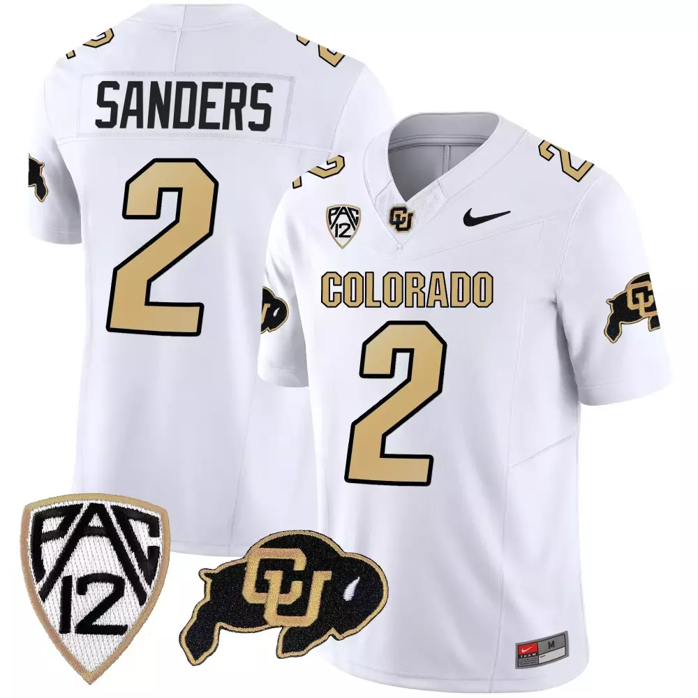 Shedeur Sanders 2 Colorado Jersey White Cu Buffs Men Black Gold Vapor Limited All