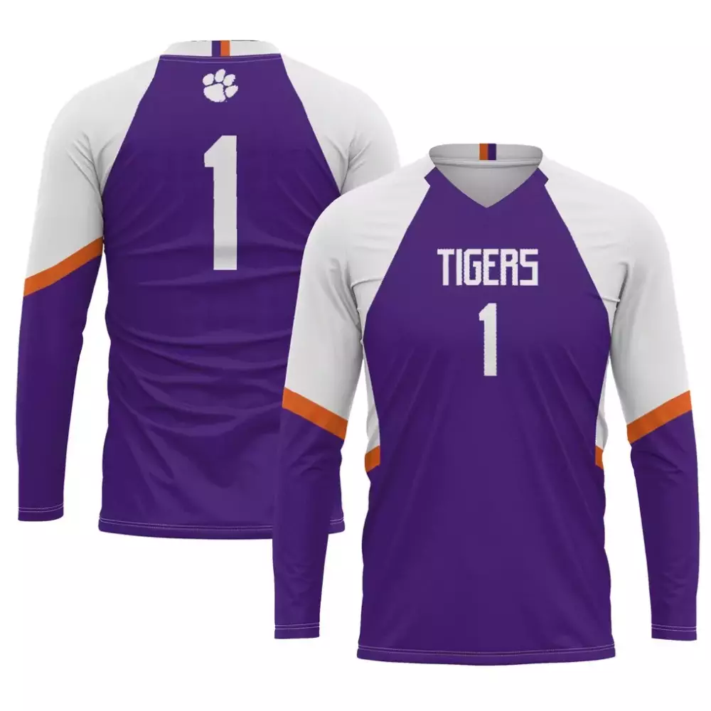 Tigers 1 Jersey Purple Paw Print Volleyball White Orange Gameday