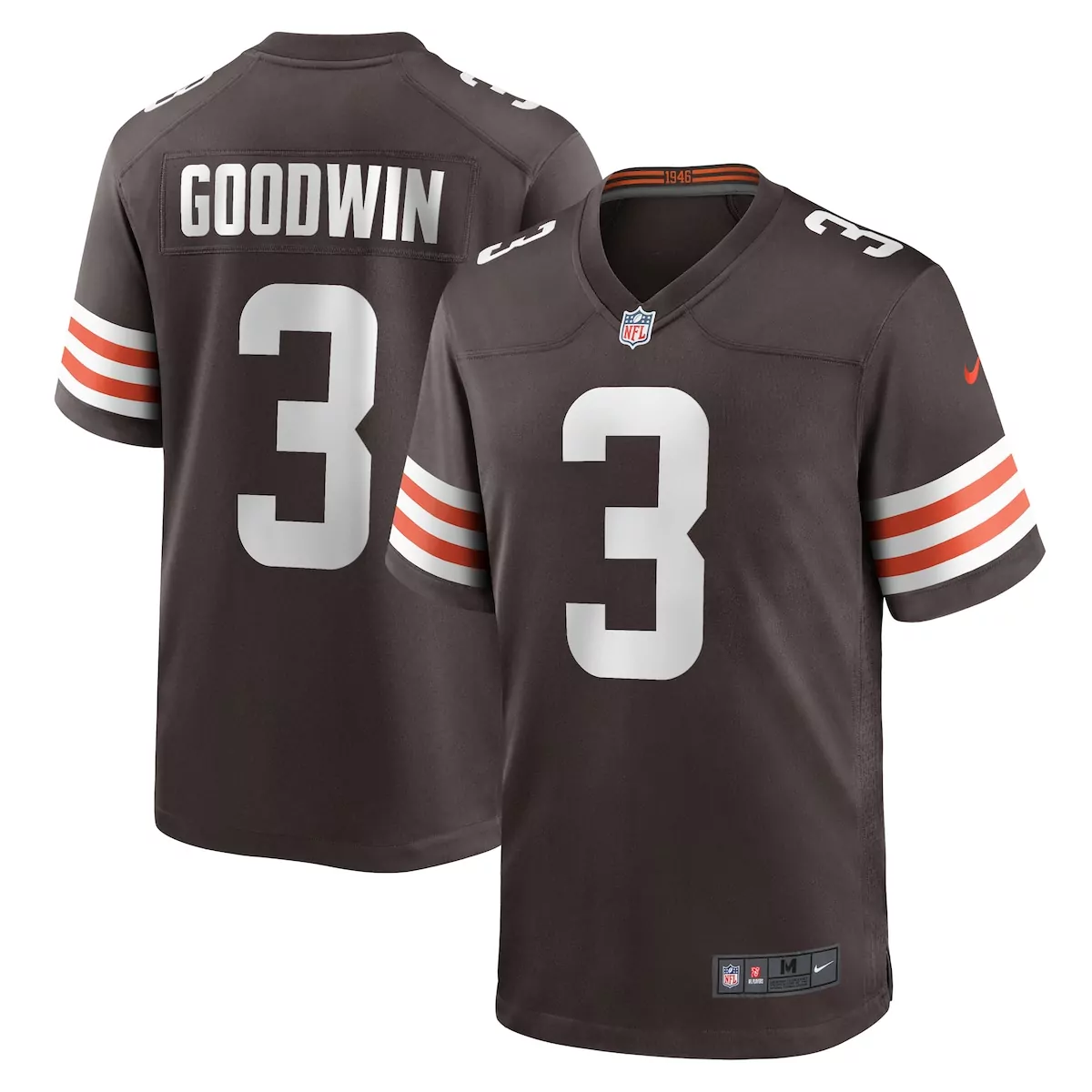 Marquise Goodwin 3 Jersey Brown Cleveland Browns Men Replica Orange White Game