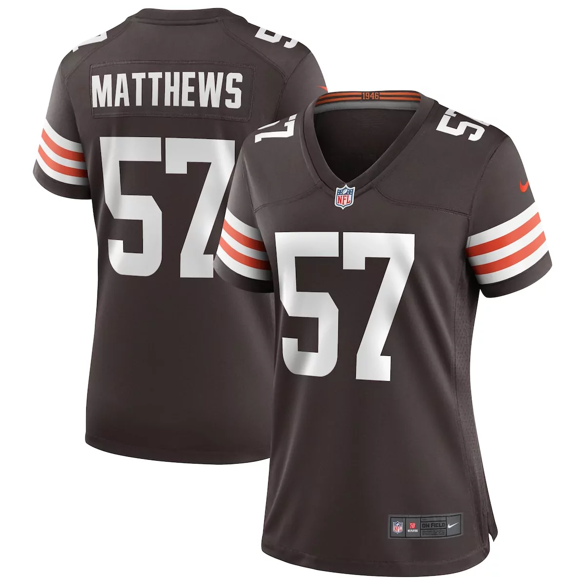 Clay Matthews 57 Cleveland Browns Jersey Brown Women Replica Orange White Game Retired