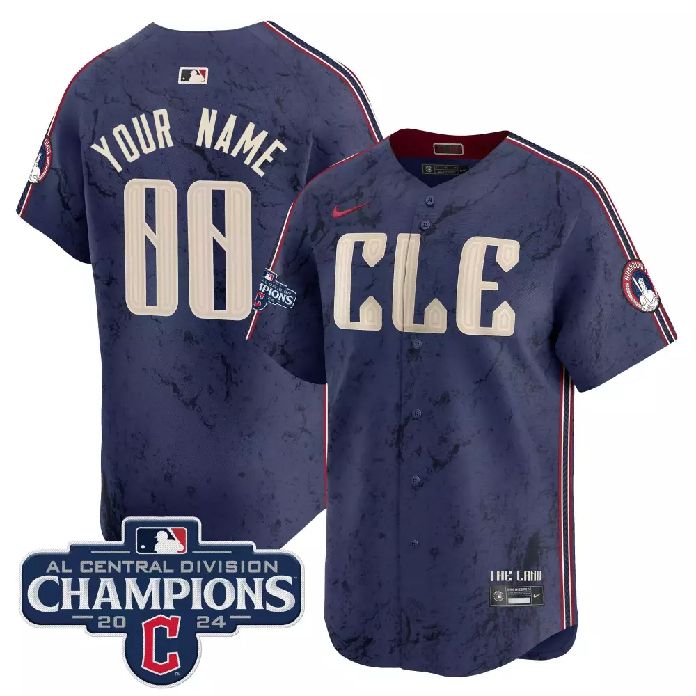 Custom Cleveland Guardians Jersey Navy Al Central Division Champions 2024 Men Design