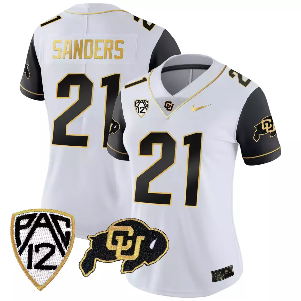 Shilo Sanders 21 Jersey White Colorado Buffaloes Men Black Gold Vapor Limited All