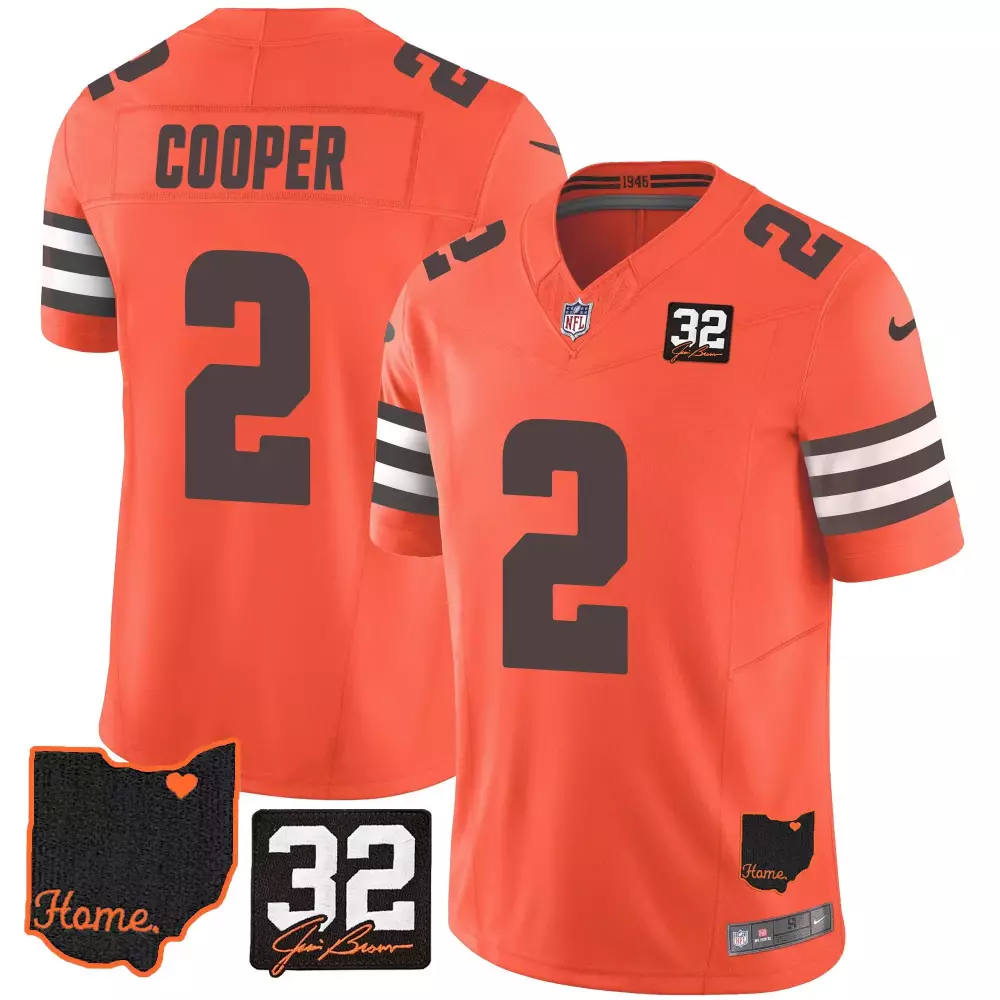 Amari Cooper 2 Cleveland Browns Jersey Orange 75th Anniversary Ohio Outline Heart Josh Brees Autograph