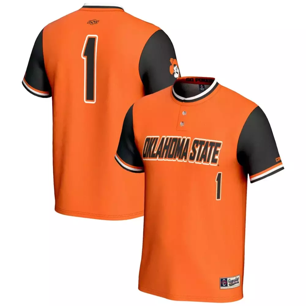Custom Oklahoma State 1 Jersey Orange Men Black Gameday