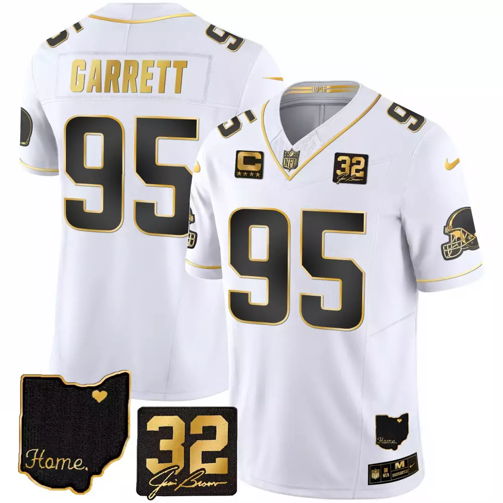 Myles Garrett 95 Cleveland Browns Jersey White 1946 Ohio Home Men Alternate Black