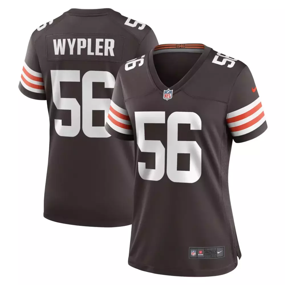 Luke Wypler 56 Cleveland Browns Jersey Brown Women NFL White Orange Game
