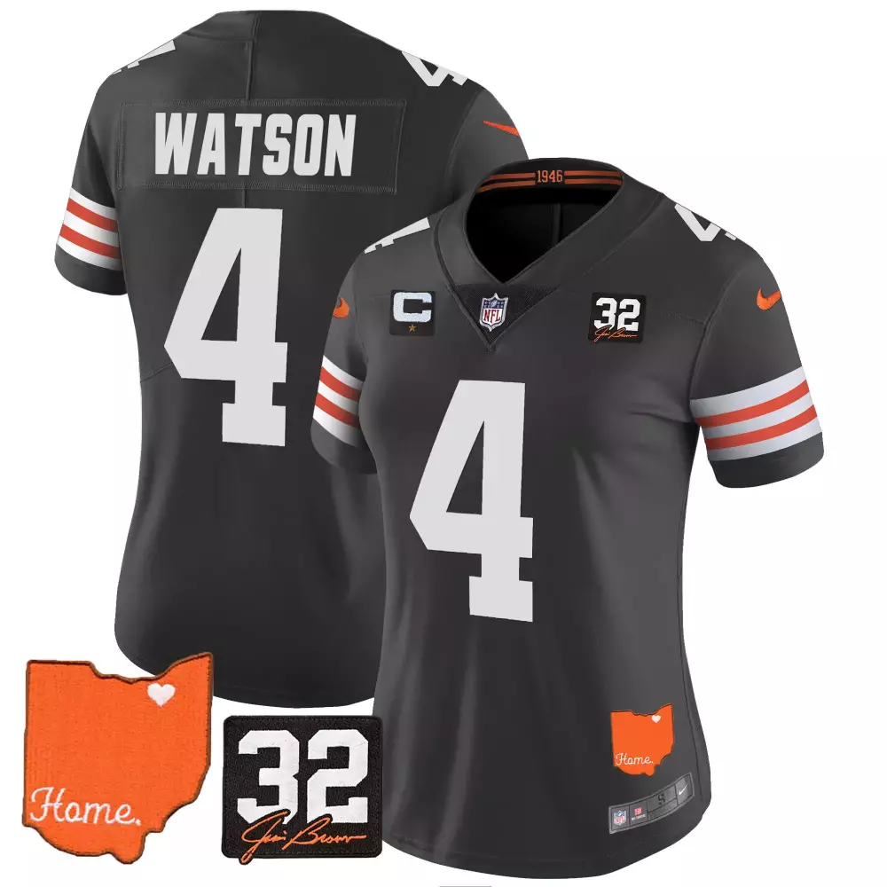 Deshaun Watson 4 Cleveland Browns Jersey Charcoal Ohio Shape Heart "home." Number 32 Autograph
