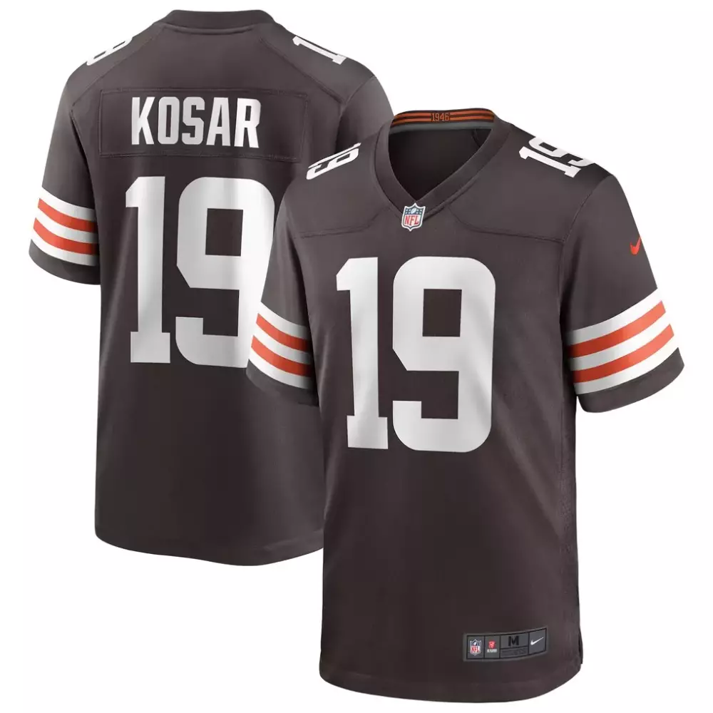 Bernie Kosar 19 Cleveland Browns Jersey Brown Men Authentic White Orange Game Retired