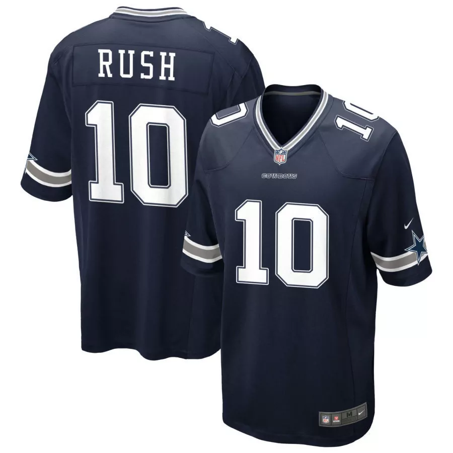 Cooper Rush 10 Dallas Cowboys Jersey Navy Blue Men Standard Silver White Stitched