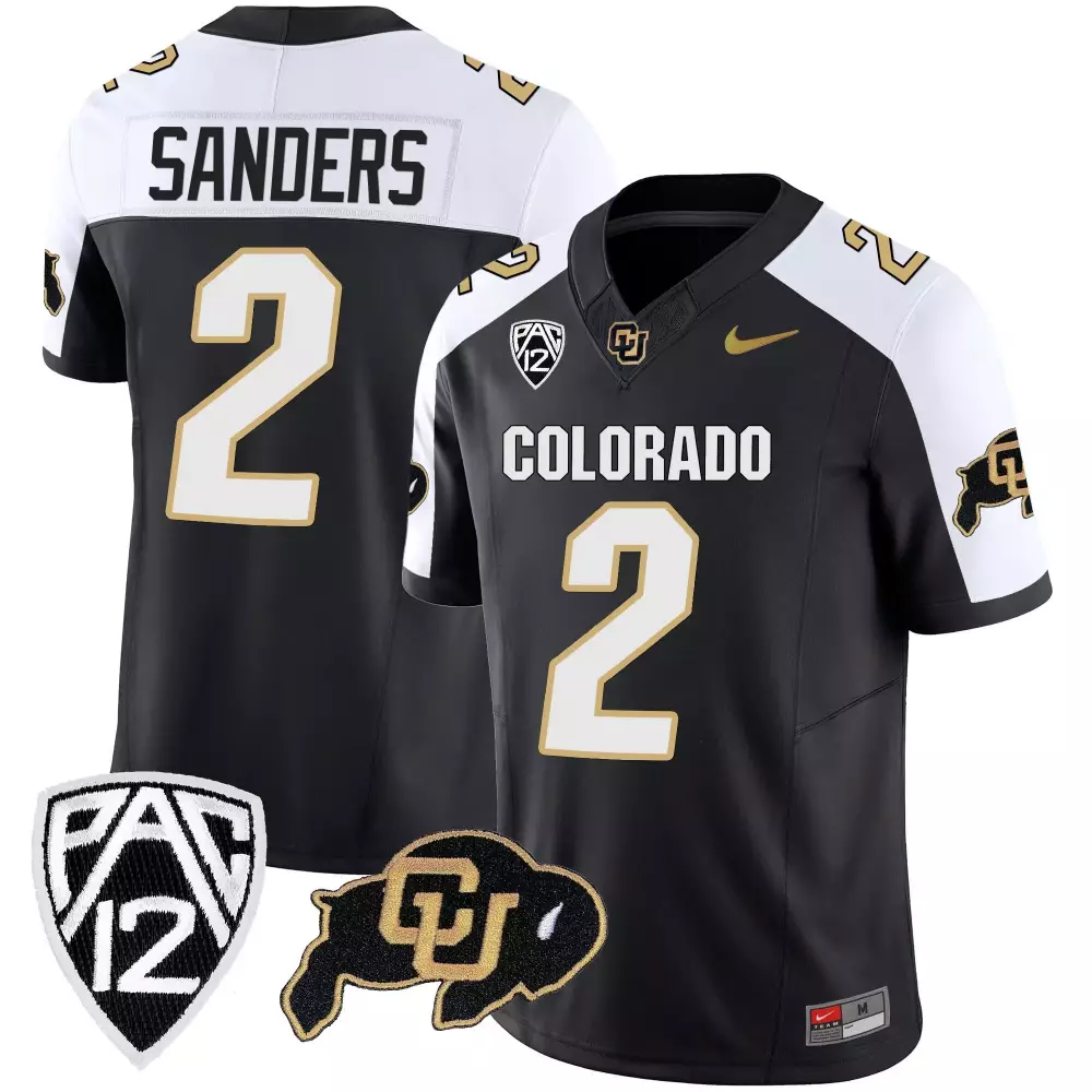 Deion Sanders 2 Colorado Jersey Black Buffaloes Men White Gold All Stitched Vapor