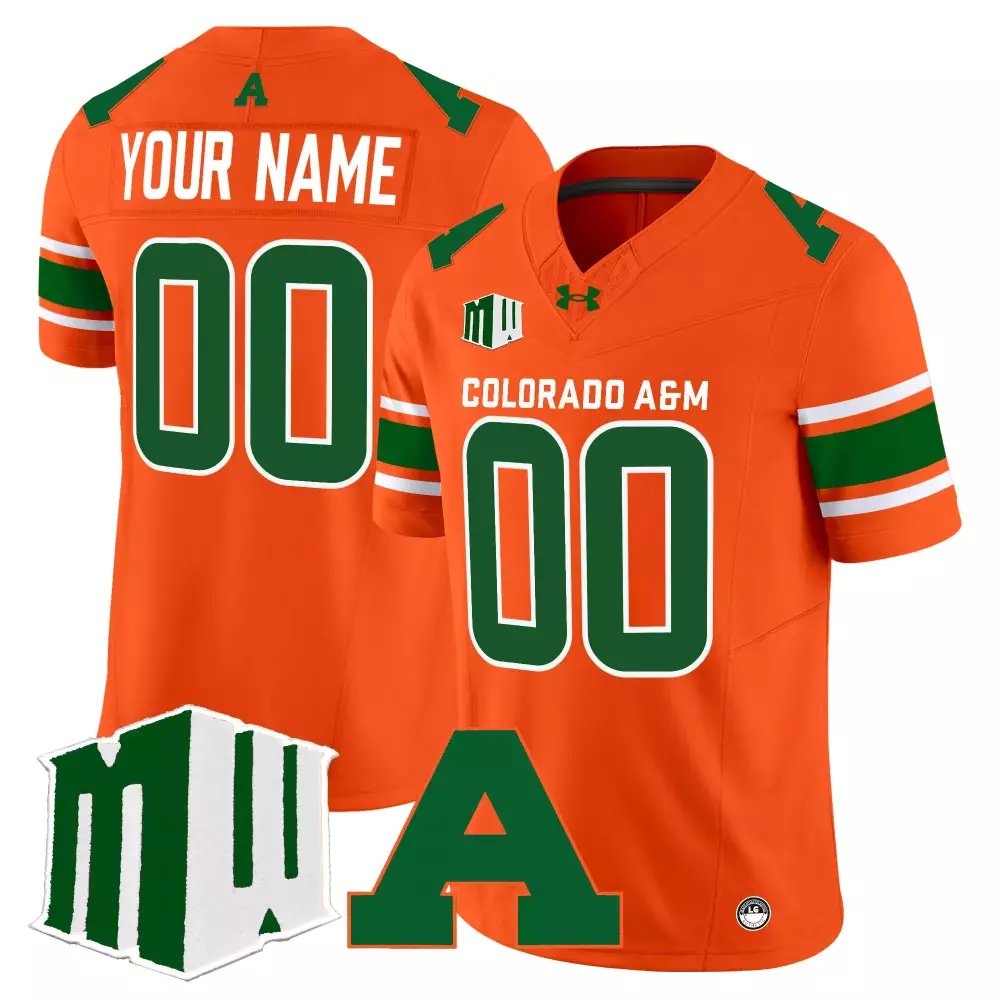 Custom Colorado A&m Jersey Orange Men Green White All Stitched