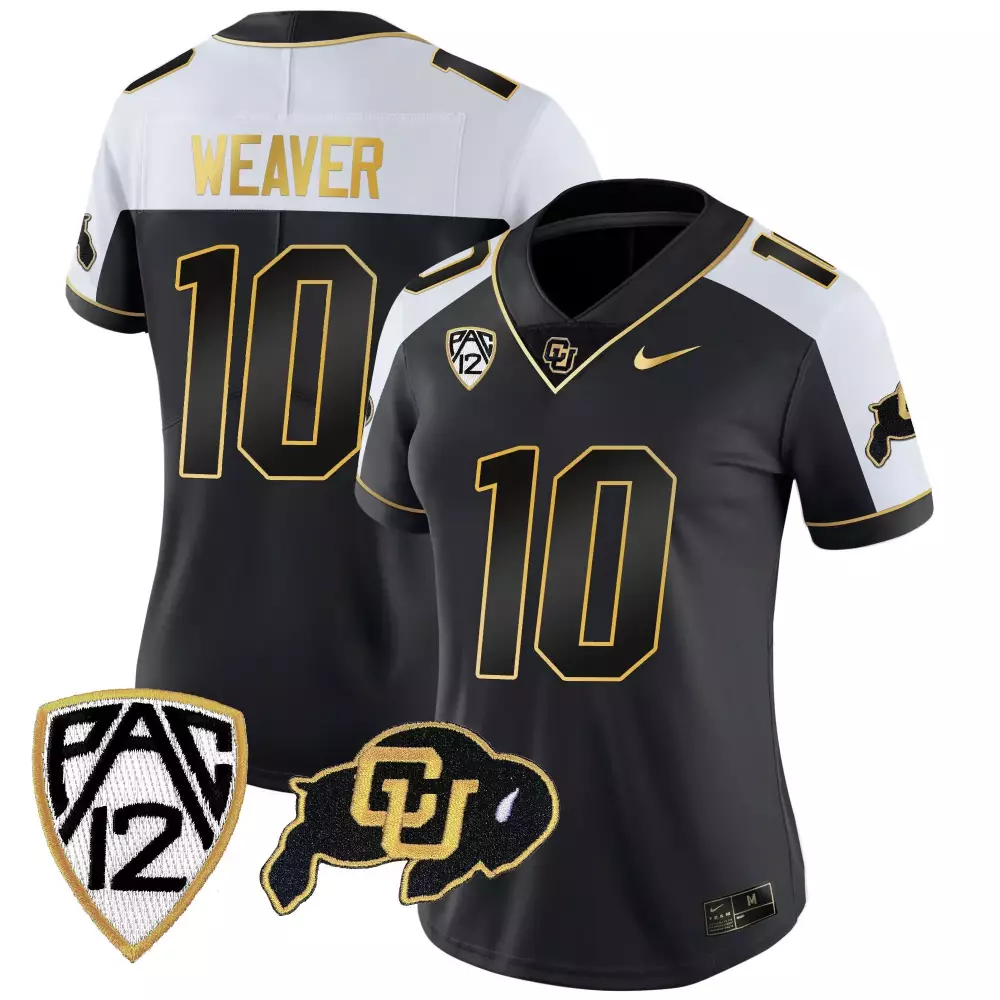 Xavier Weaver 10 Jersey Black Colorado Buffaloes 2023 Women White Gold Alternate
