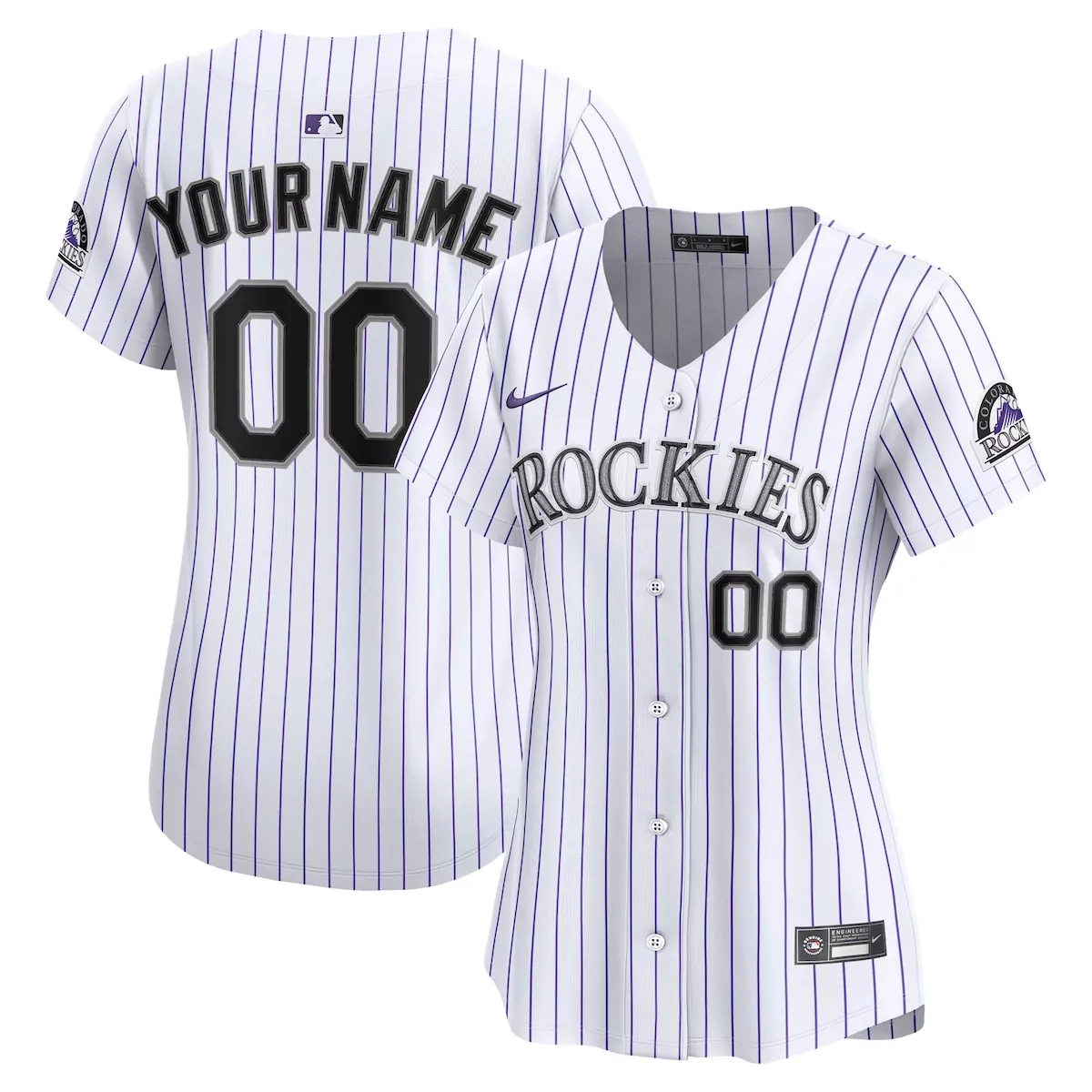 Custom Colorado Rockies Jersey White Women Purple Black Home Limited