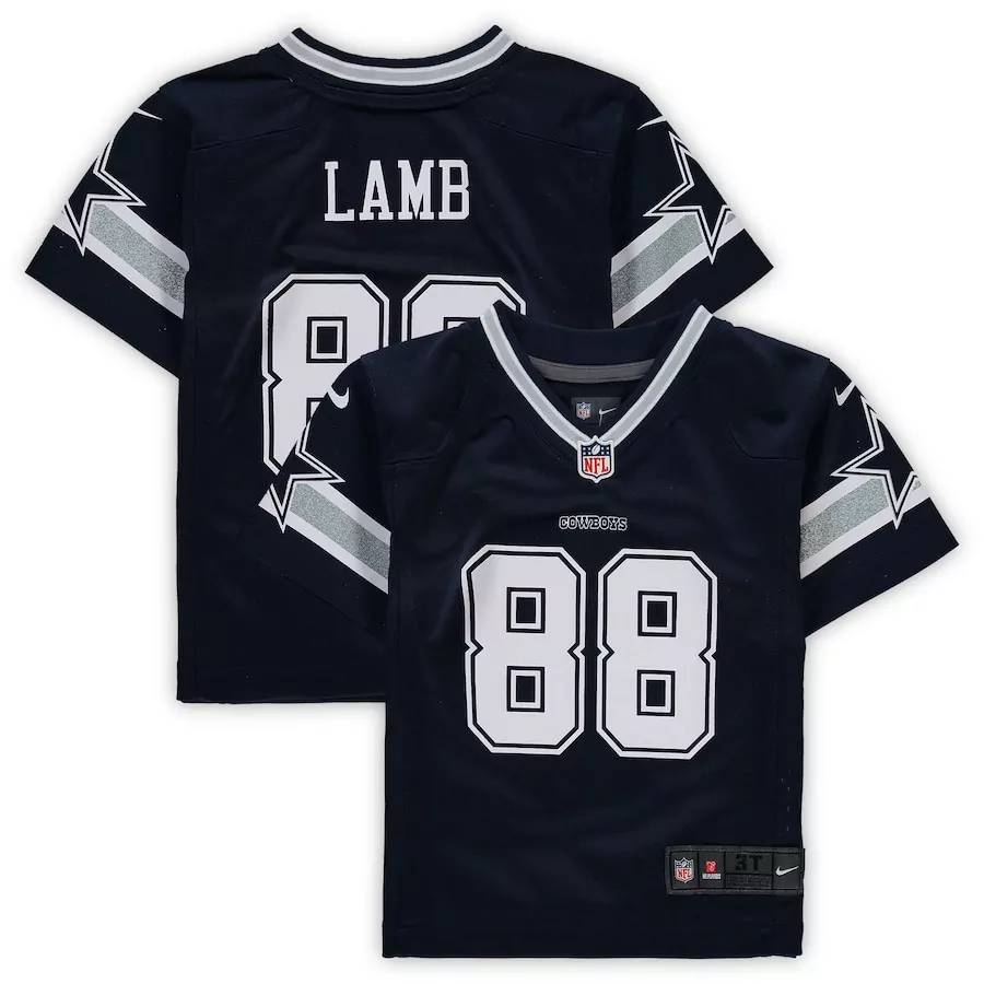 Ceedee Lamb 88 Cowboys Jersey Navy Kids Replica Silver White