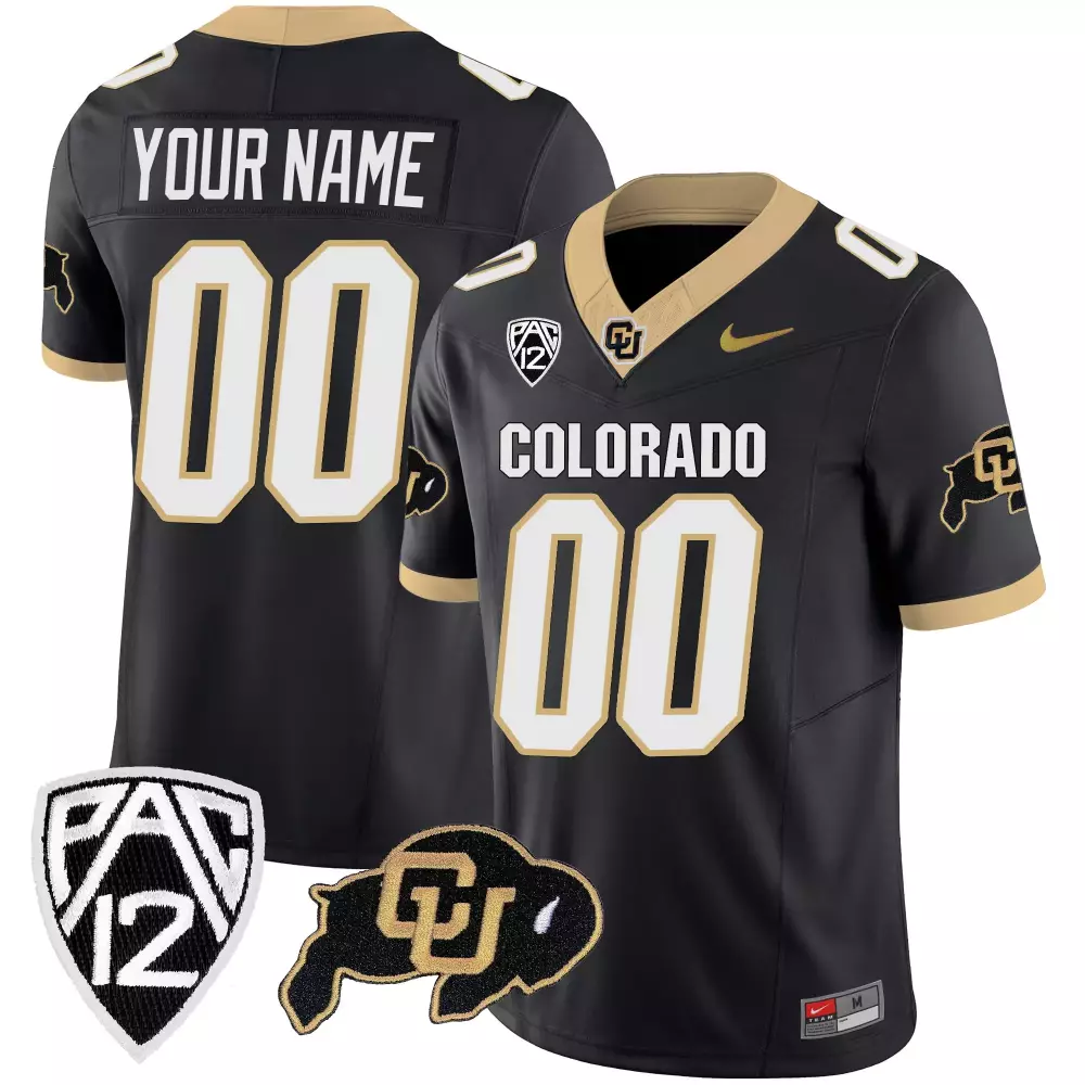 Custom Colorado Jersey Black Buffaloes Men Gold White All Stitched Vapor