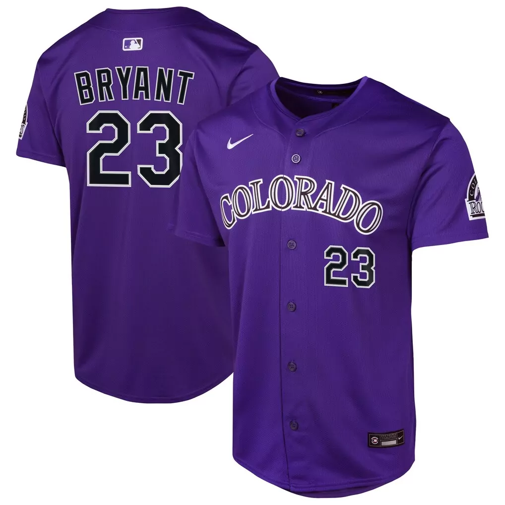 Kris Bryant 23 Colorado Rockies Jersey Purple Men White Black Alternate Limited