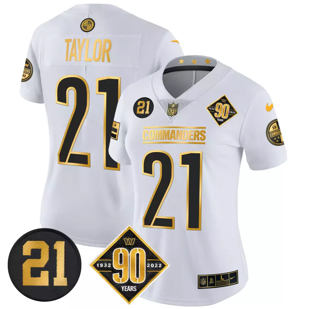 Sean Taylor 21 Commanders Jersey White 90th Anniversary 90 Years 1932-2022 1922-2022
